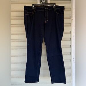 Old Navy Mid Rise Dark Wash Power Slim Straight Leg Denim Jeans Womens Sz 20